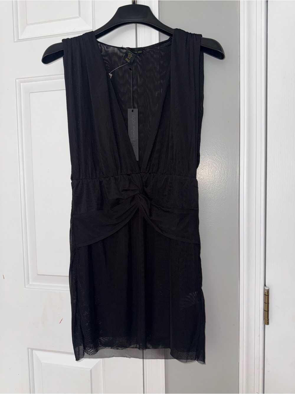 House of Harlow 1960 Black Draped V-Neck Dress